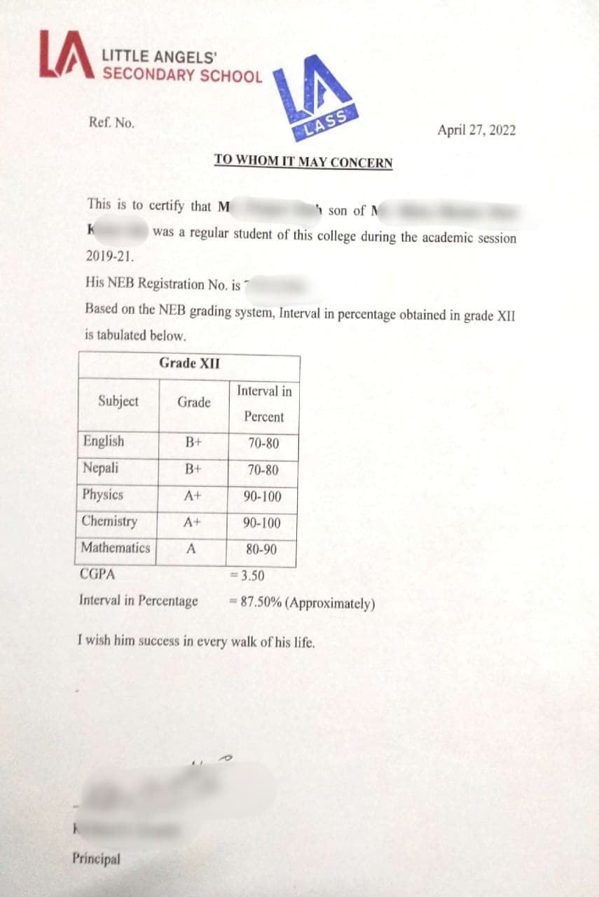 Class 12 Percentage Conversion Sample